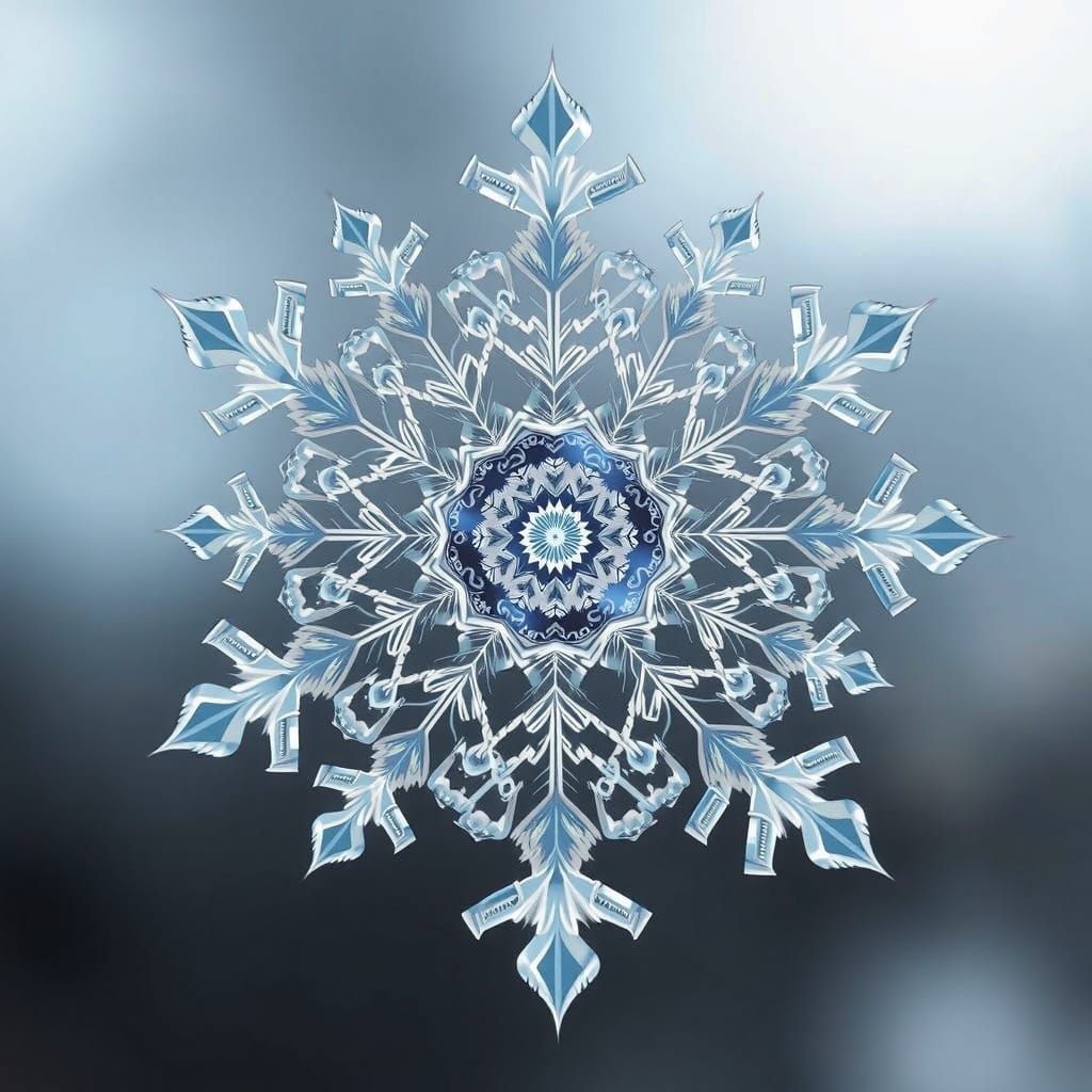 Ethereal Fractal Snowflake in Neon-Lit Atmosphere