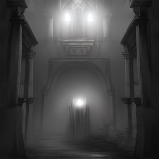 Ethereal Ghost Rises on Foggy Night as Dark Fantasy Art