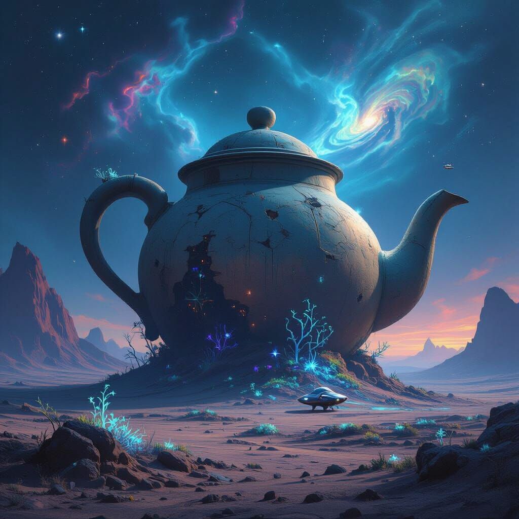 Giant Teapot in Alien Landscape - Sci-Fi Concept Art
