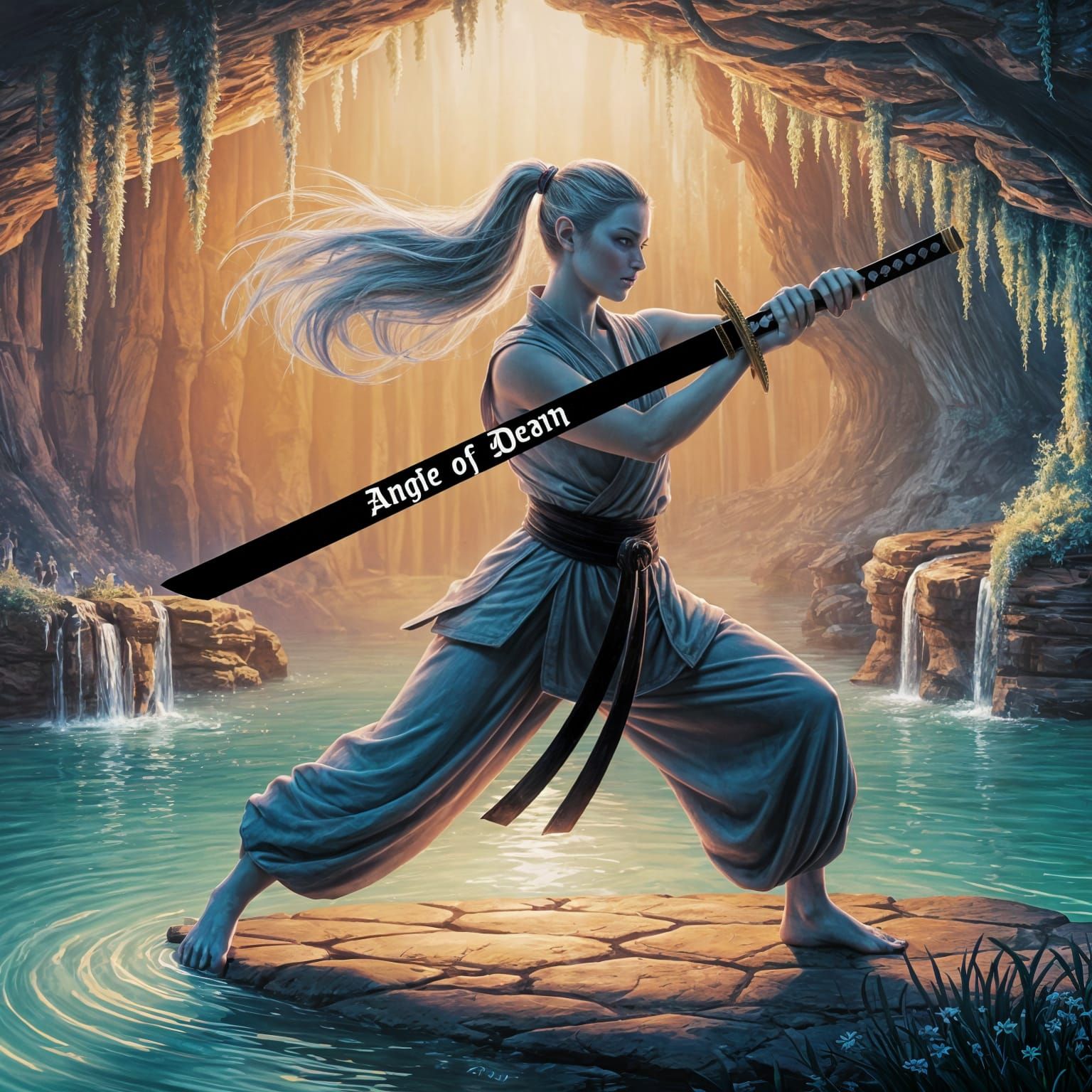 Ethereal Night Elf Warrior Wields Black Samurai Sword in Ser...