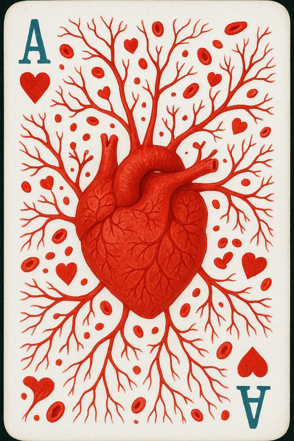 Ace of Hearts with Blood Veins and Aorta
