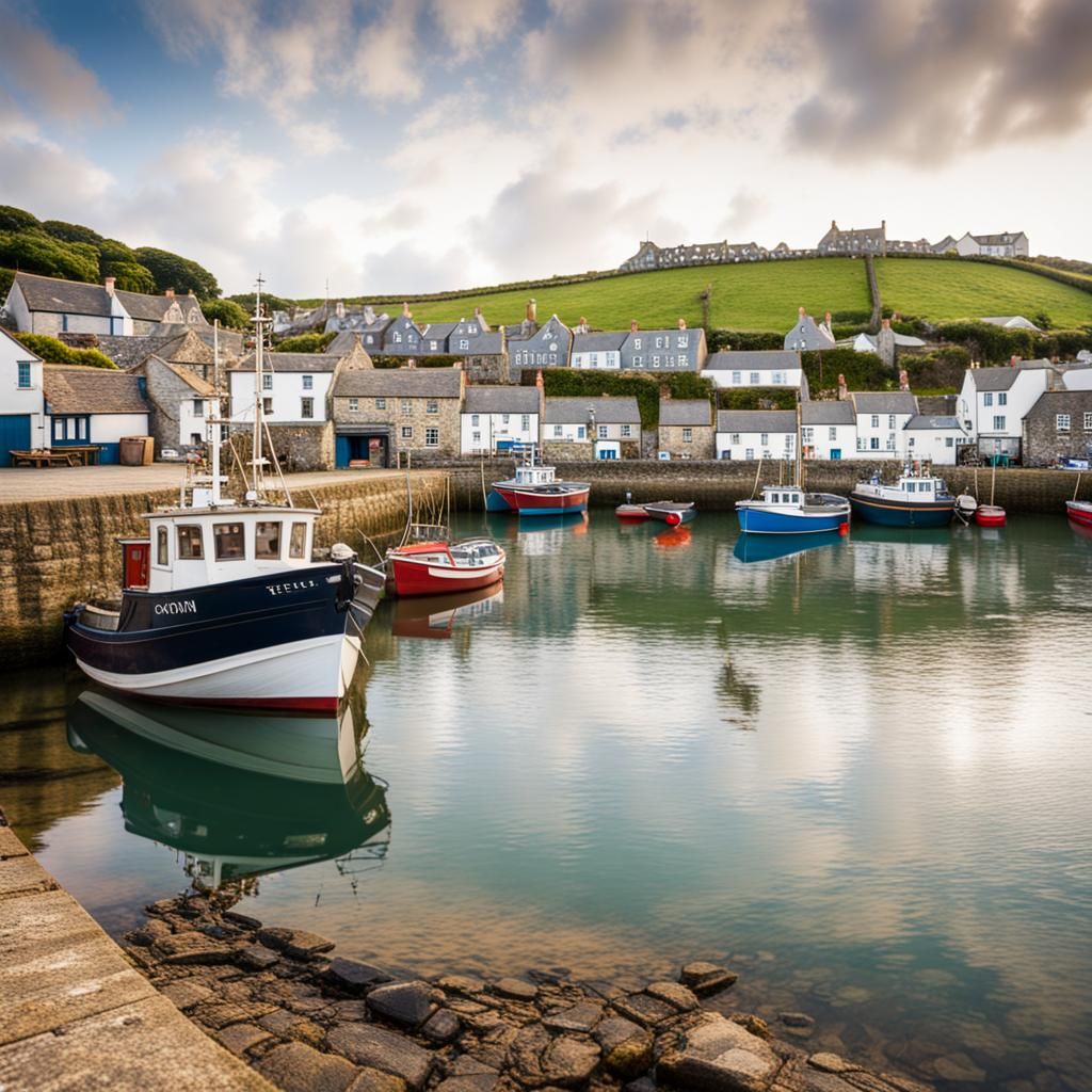 Cornwall Fishing Village Harbour, 19th Century Photography