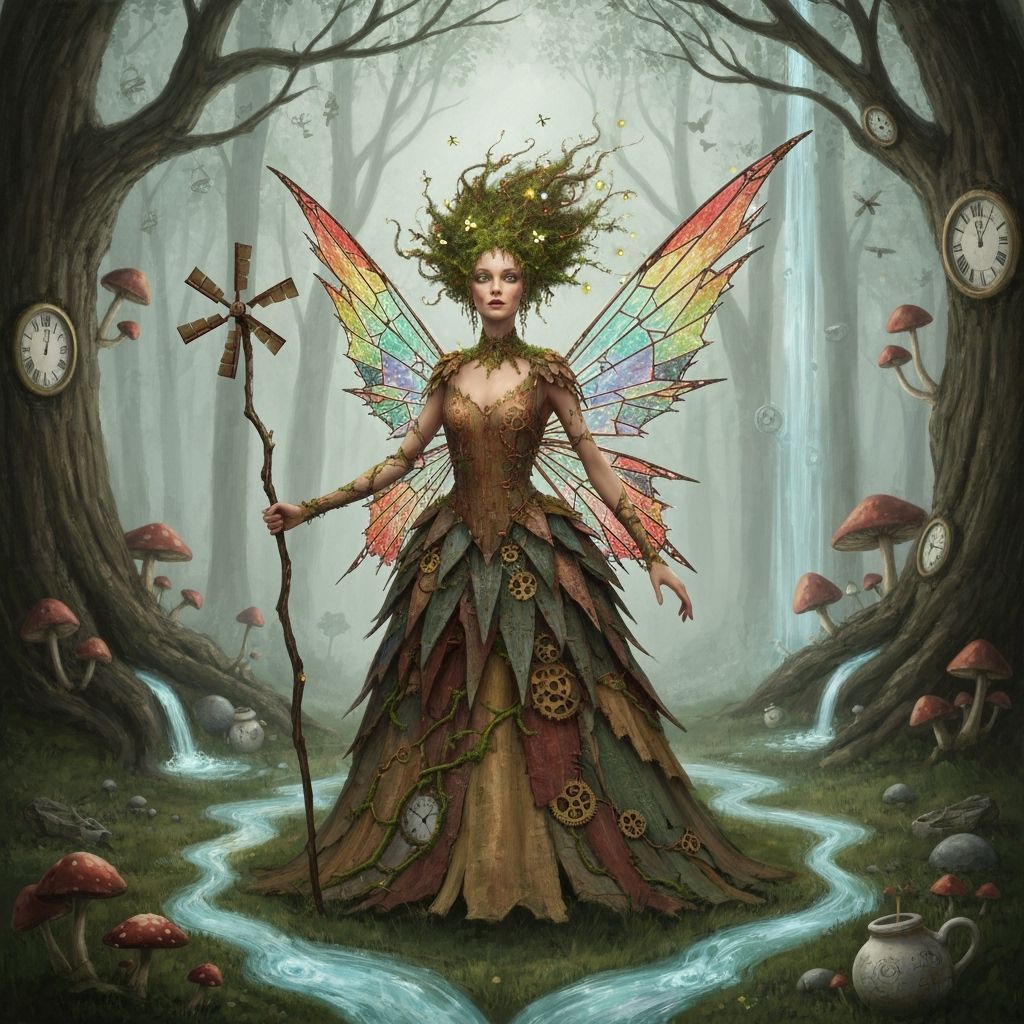 Whimsical Fairy with Stained Glass Wings