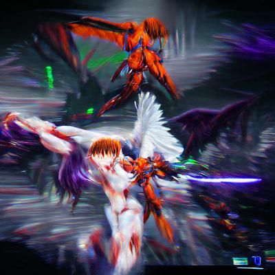 Angelic Battle Scene in Digital Art Style