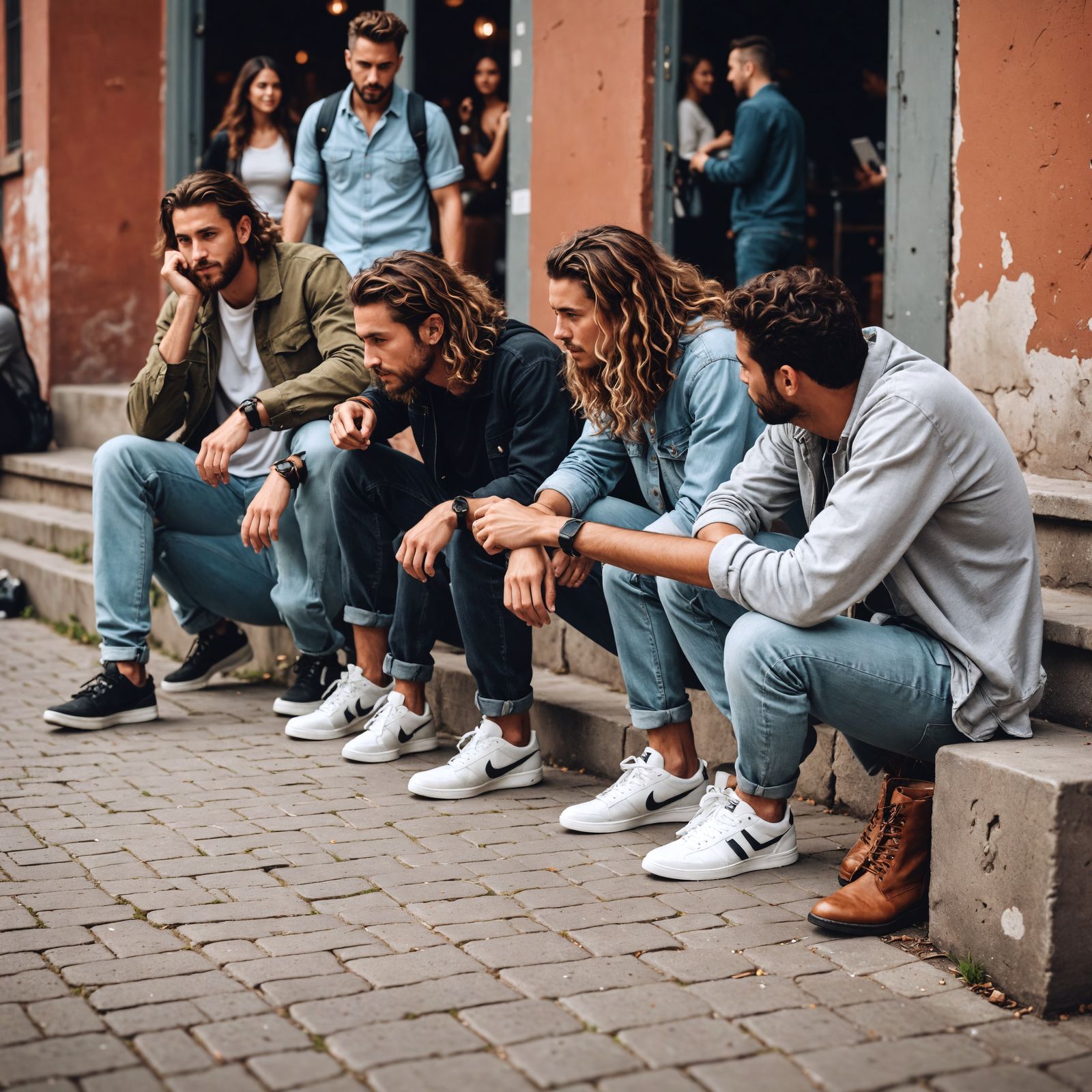 Friends Hanging Out in Hyperrealistic Style