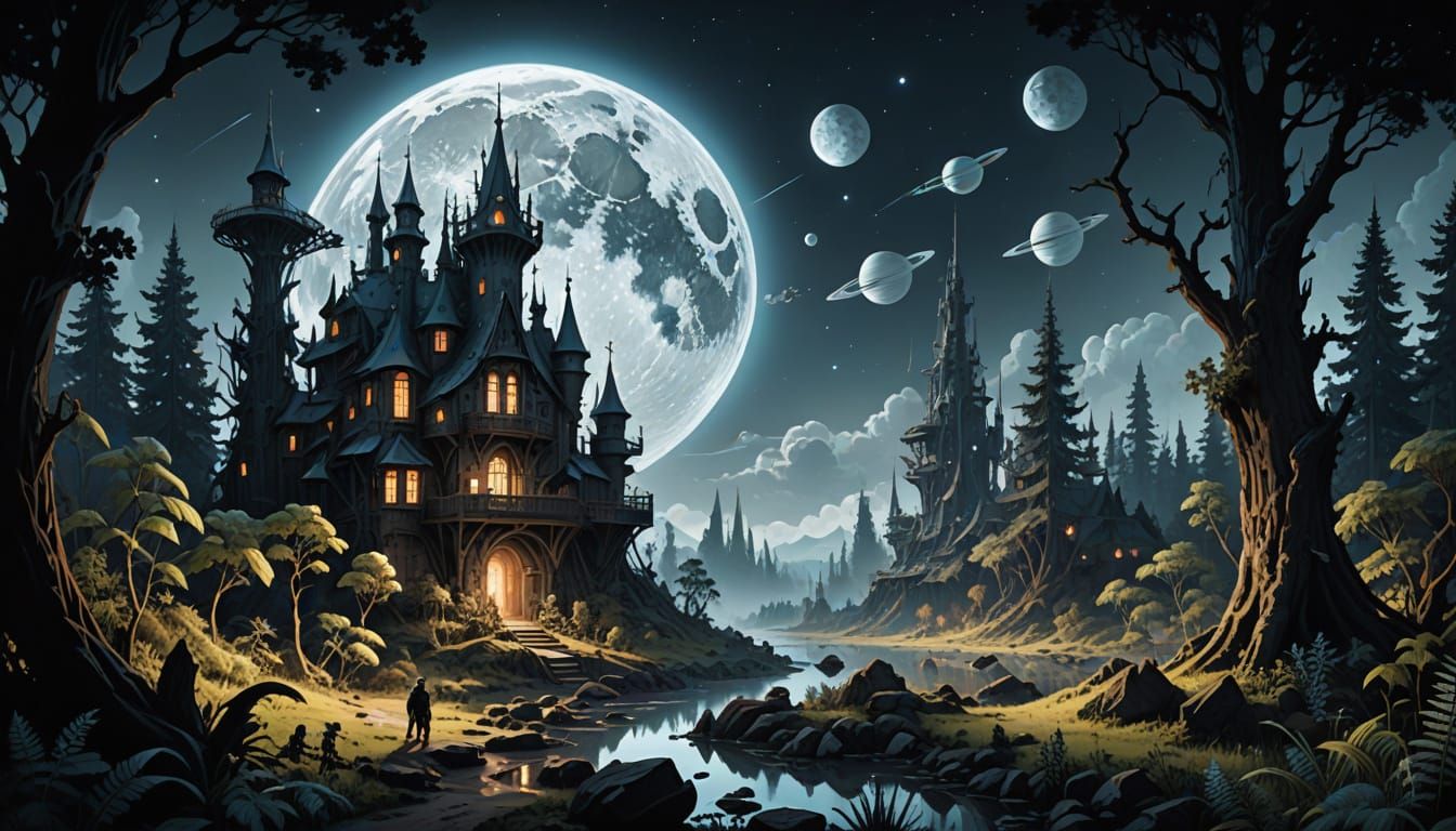 Settlement on Alien Moon: Sci-Fi Surrealism in Palekh Style