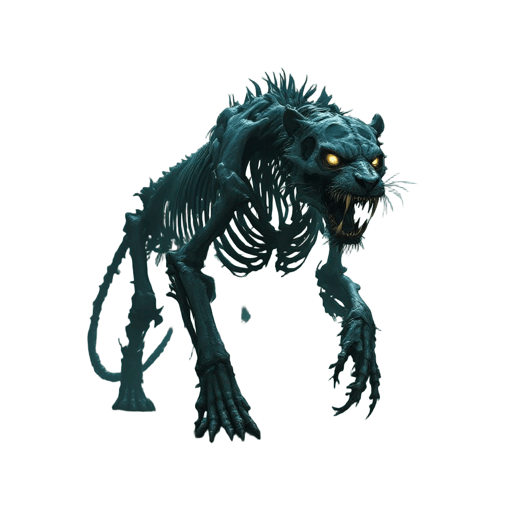 Skeletal Tiger in Dark Fantasy Art Style