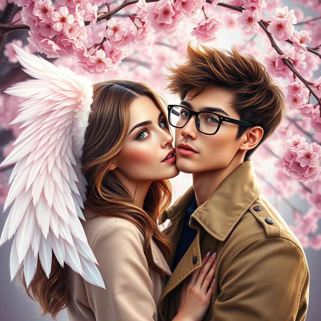 Dreamlike Encounter Amidst Cherry Blossoms