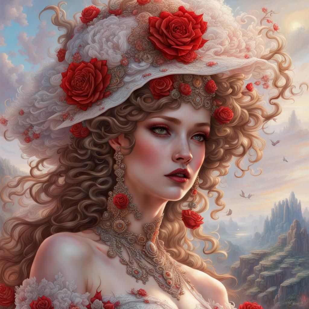 Angelic Princess in Lace with Maximalist Hat