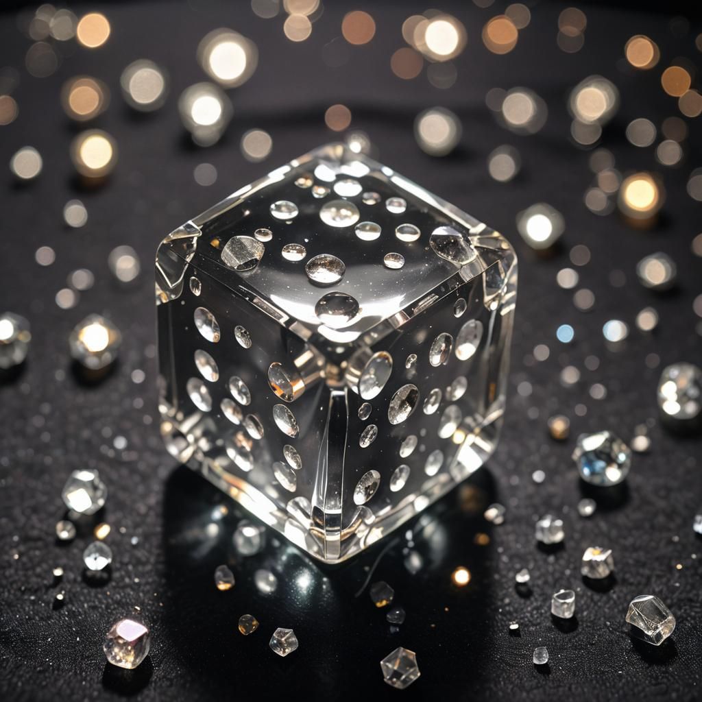 Crystal Dice Sculpture on Velvet: Macro Photography