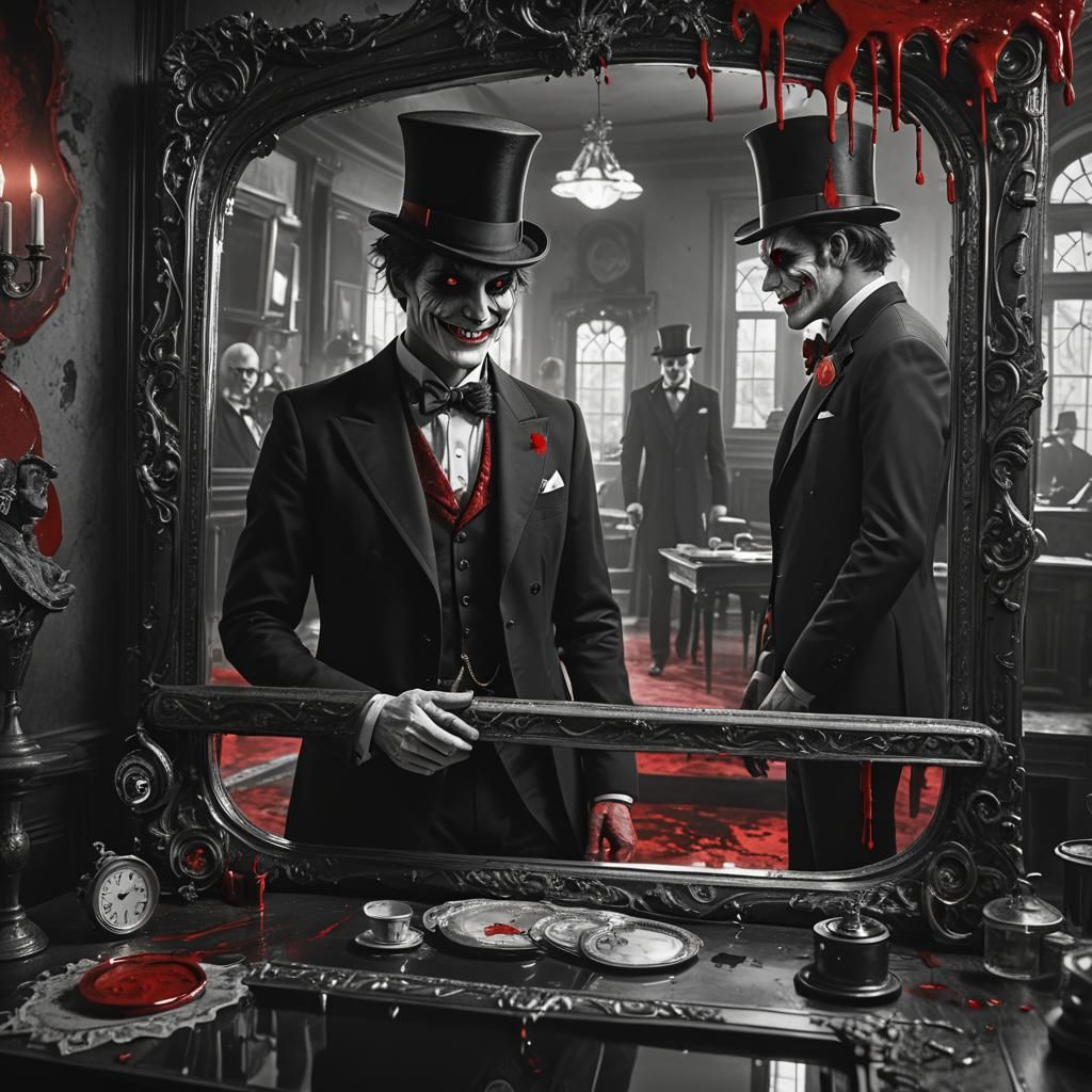 Creepy Mirror Image in Black and White