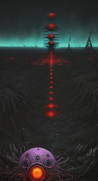 Bioluminescent Terror in a Surreal Abyss