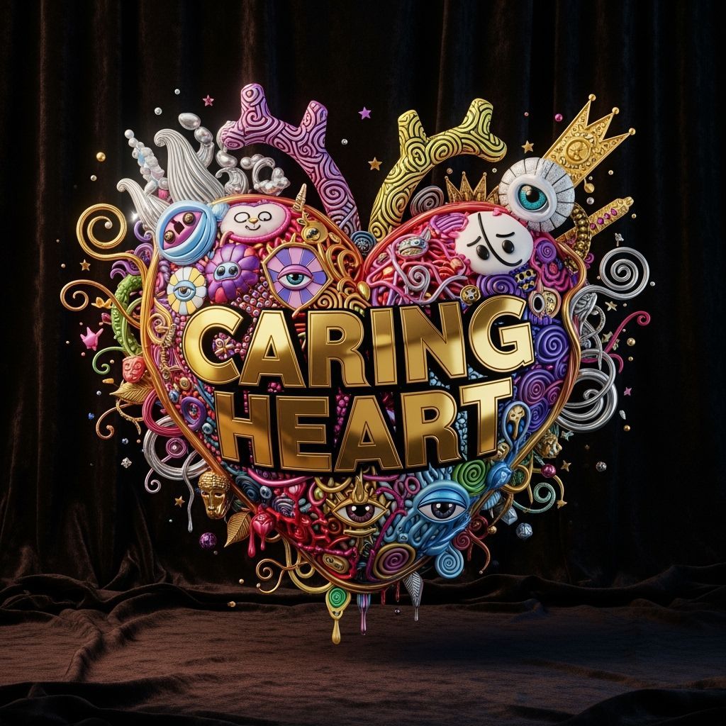 Intricate Heart with "Caring Heart" Text, in Pop Surrealism ...
