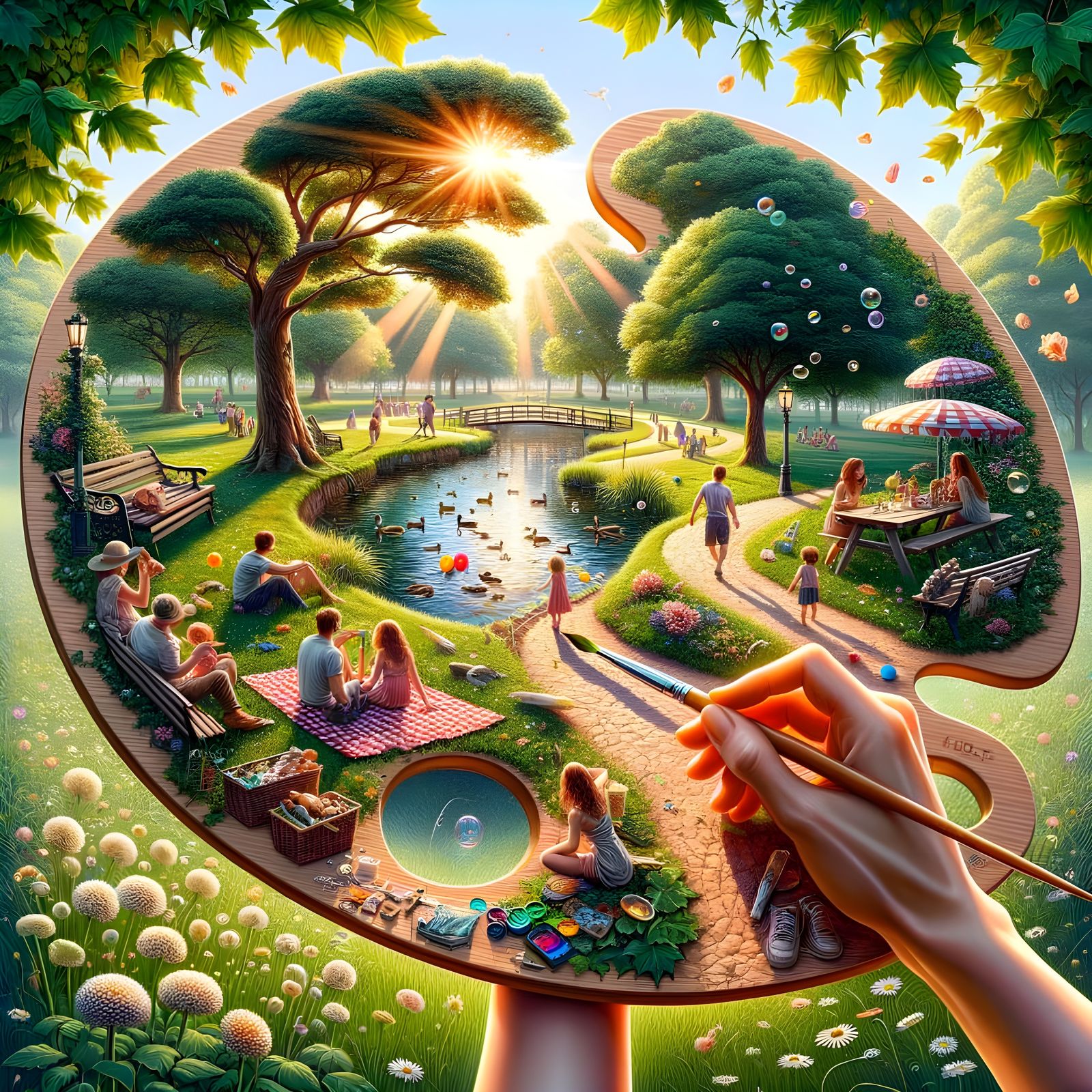 Summer Park Scene on Painter's Palette