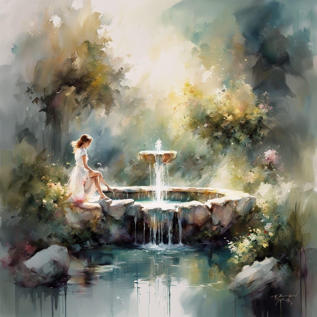 the fountain and the beauty