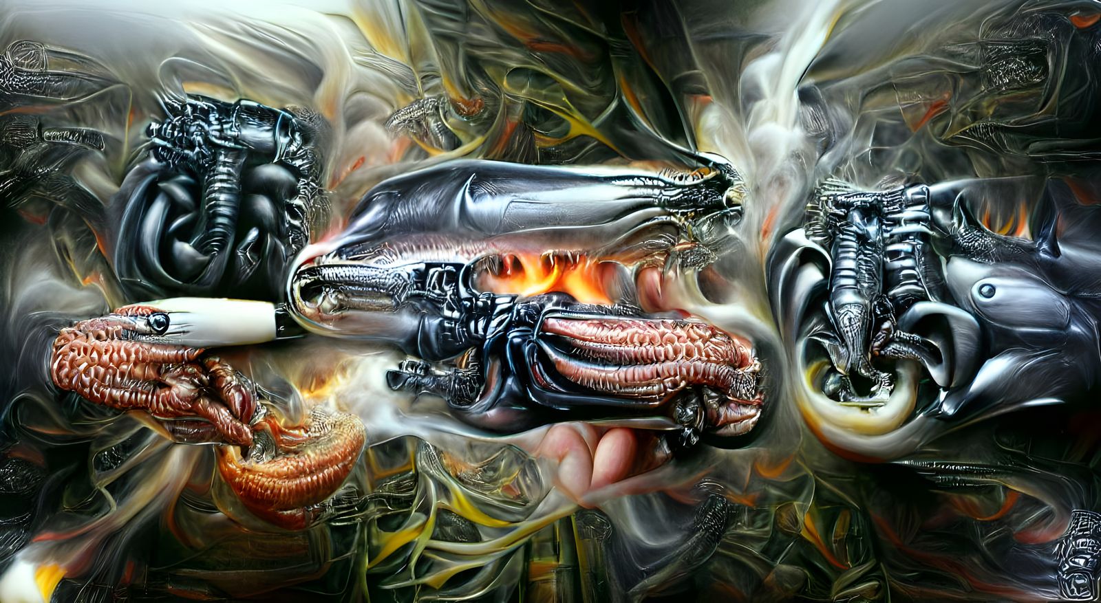 Epic Dragon vs Cyborg Monster in Hyperrealism