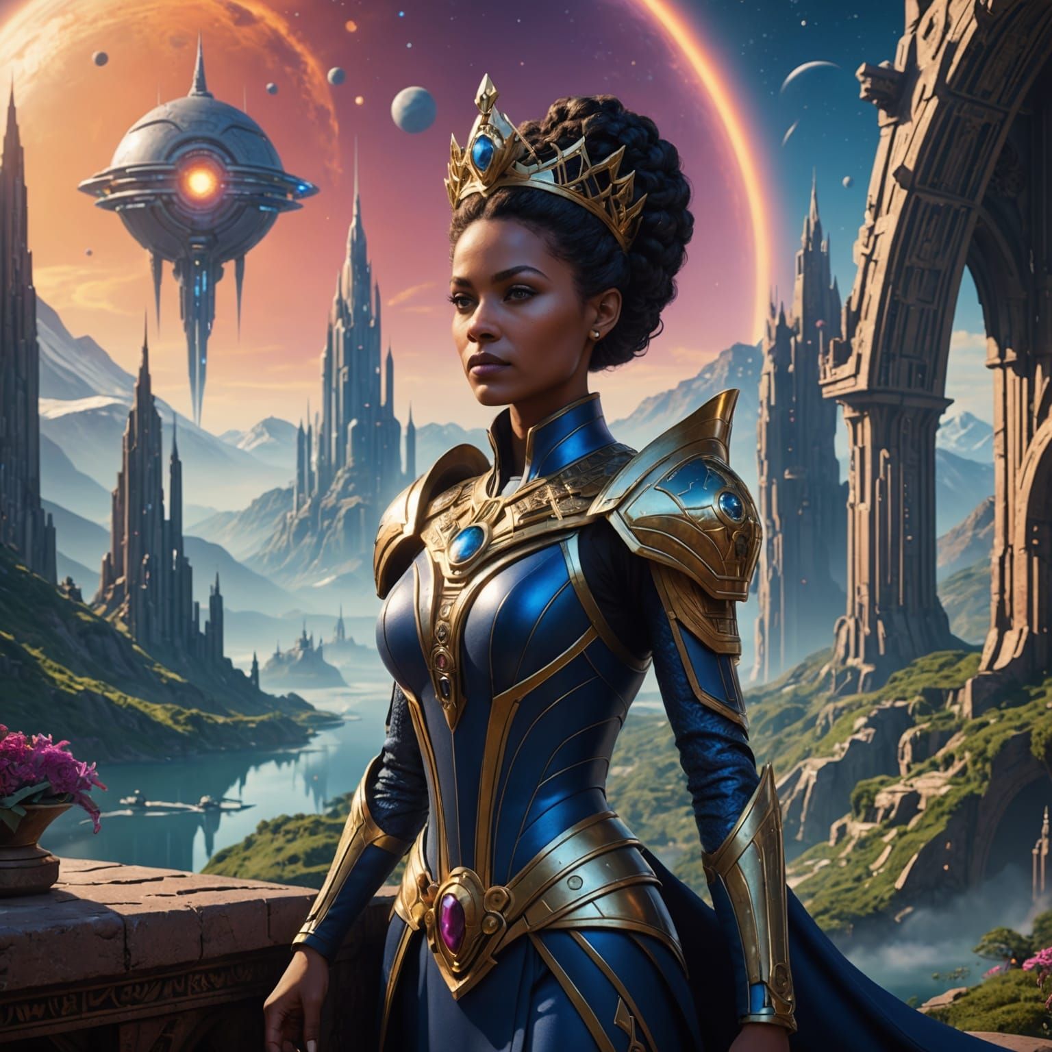 Queen of the Galactic Federation: Detailed Matte Painting