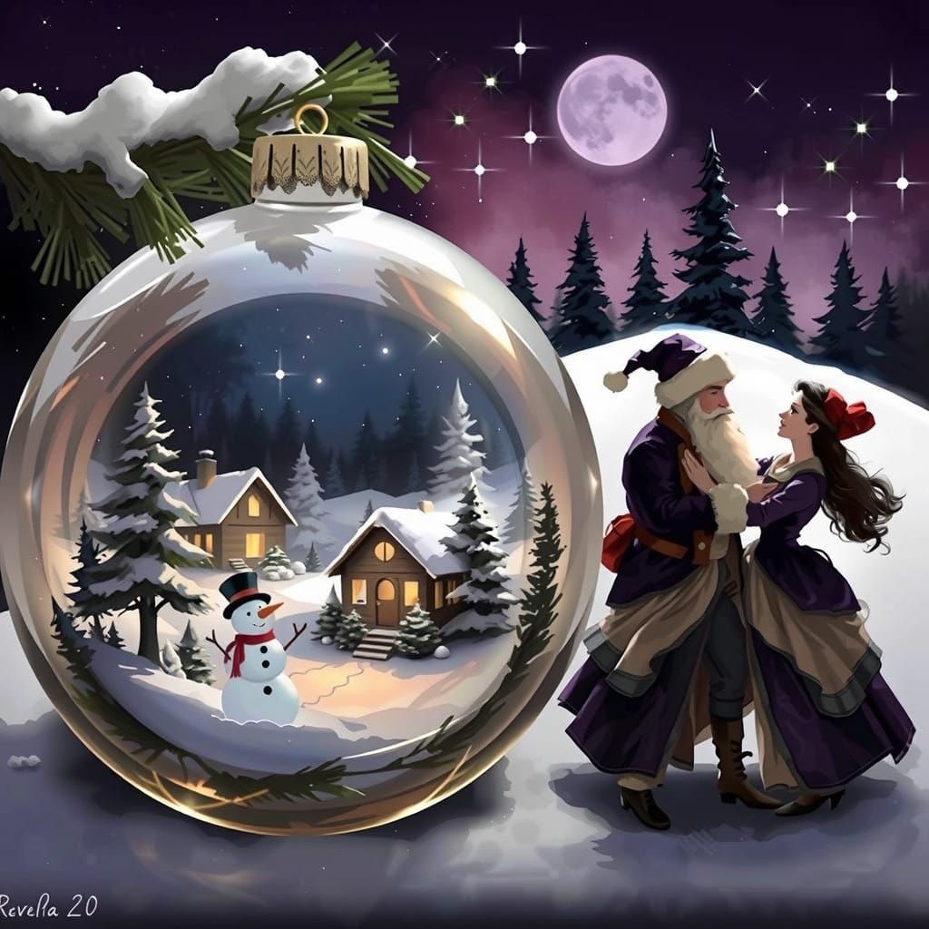 Crystal Wonderland Amidst Snowy Pine Trees in Whimsical Arti...