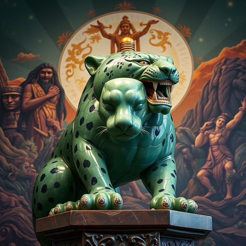 Jade Leopard God Mural in Syd Mead Style