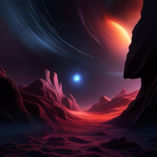 Spaceship Near Black Hole: Detailed Matte Painting