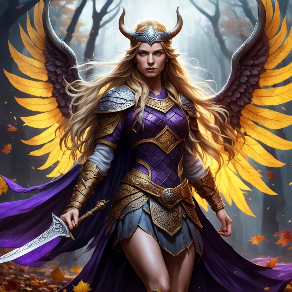 Fall Fairy as Viking Valkyrie in Dark Fantasy