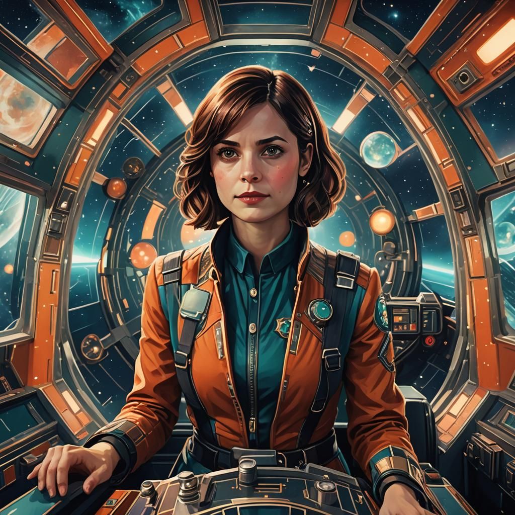 Art Deco Portrait in Spaceship Cockpit