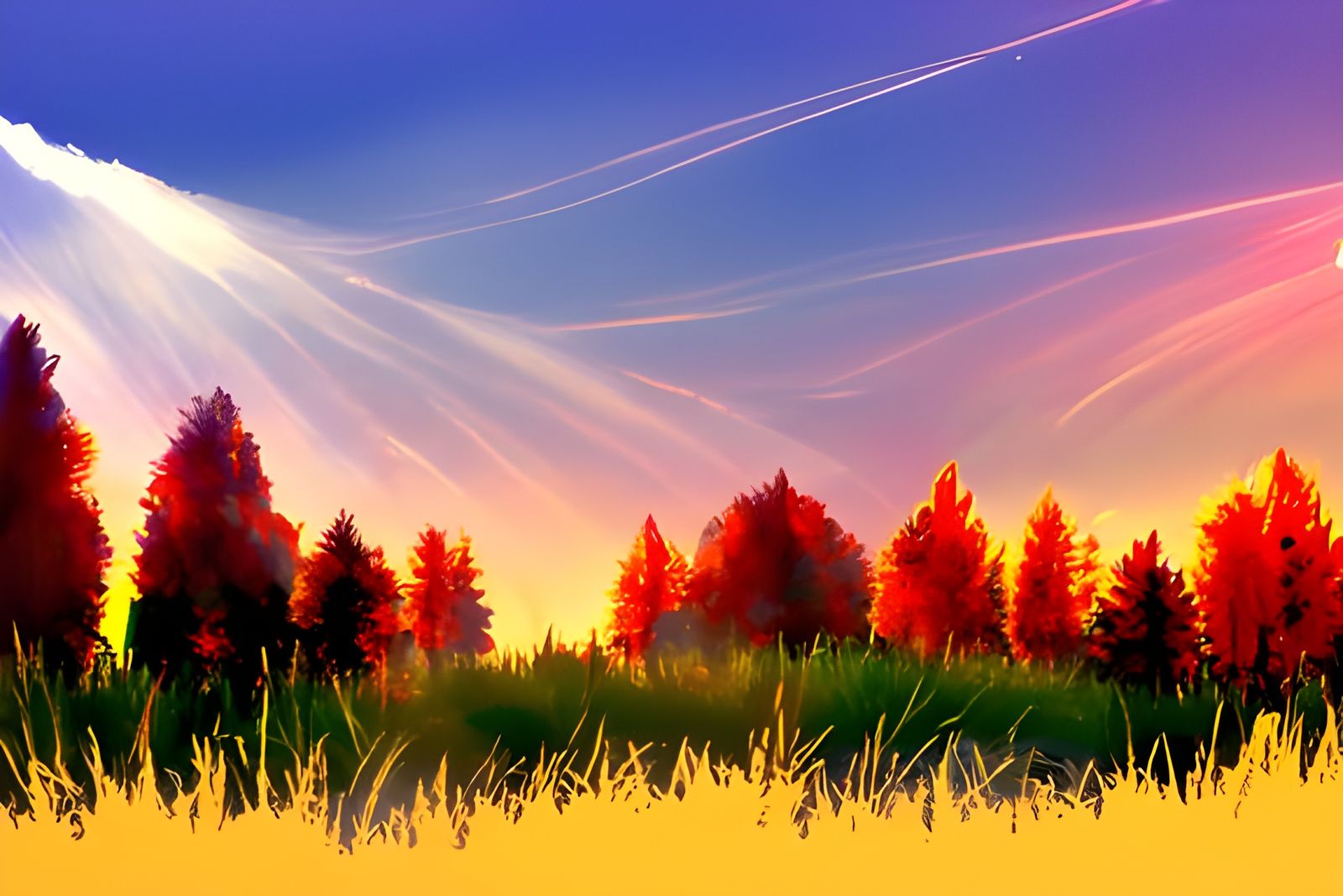 Autumn Forest at Sunset in Hyperrealism