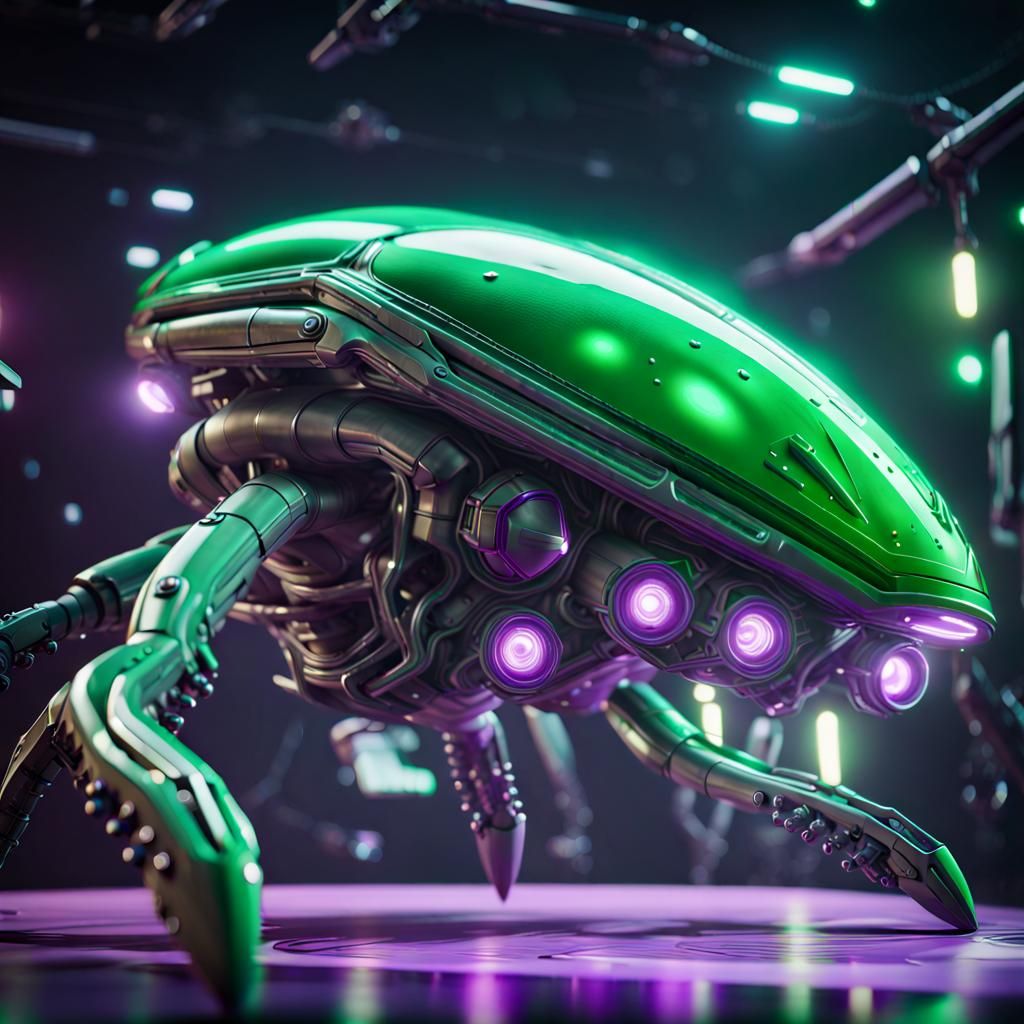 Alien Cyborg Spaceship with Tentacles in 3D