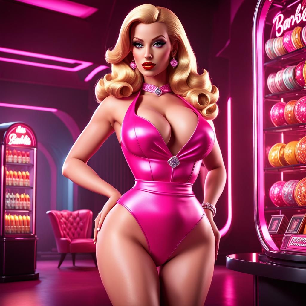 Blonde Bombshell in Pink Ensemble, 3D Game Art