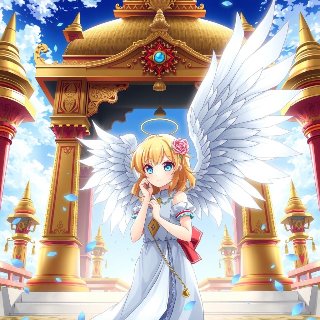 Beautiful Angel Girl in Hindu Temple