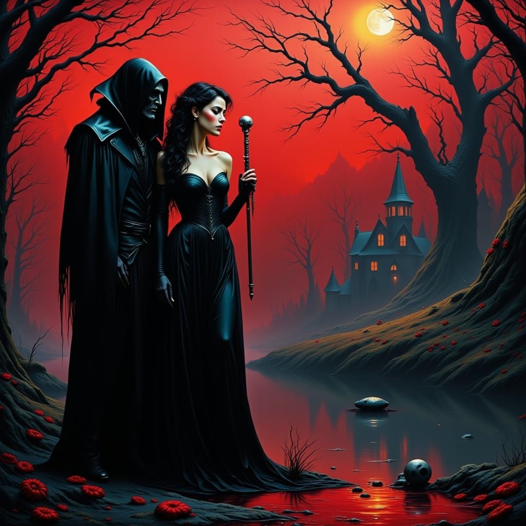 Surreal Mystery Scene in a Futuristic Setting