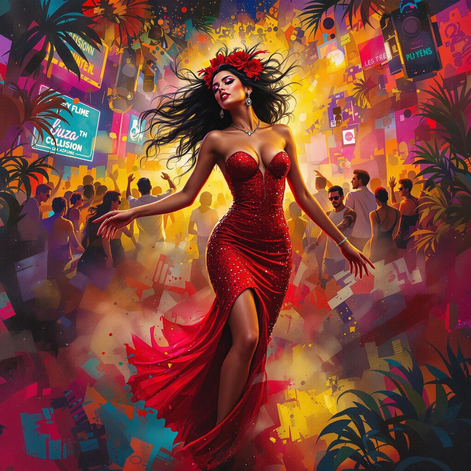 Luminous Latina Dance Queen in Bold Colors