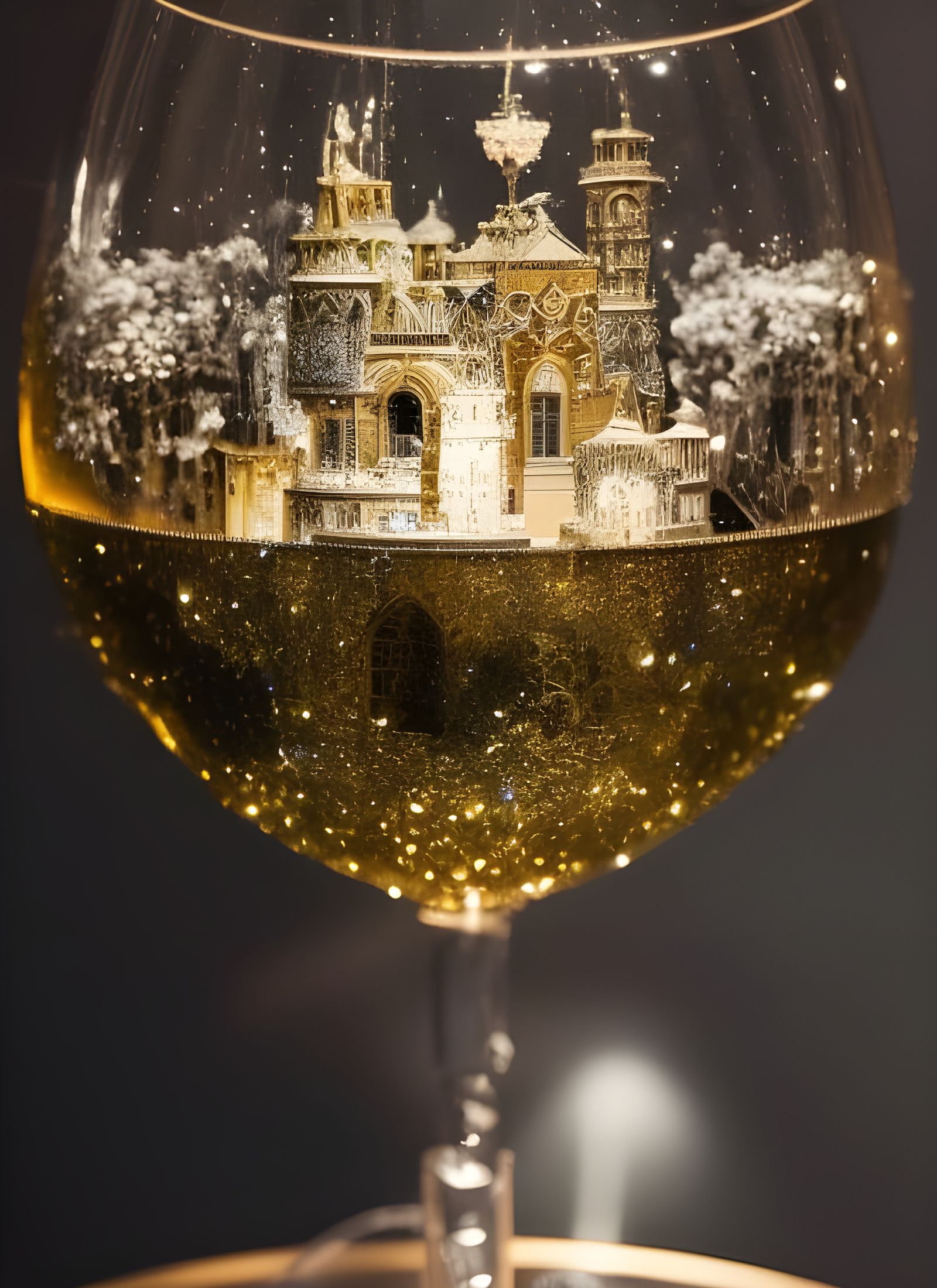 Sparkling Wonderland in Champagne Glass, Baroque Style