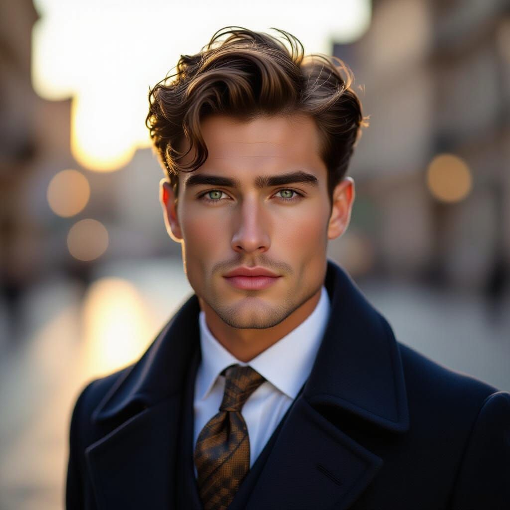 Handsome Man Portrait in Romantic Oil Painting Style