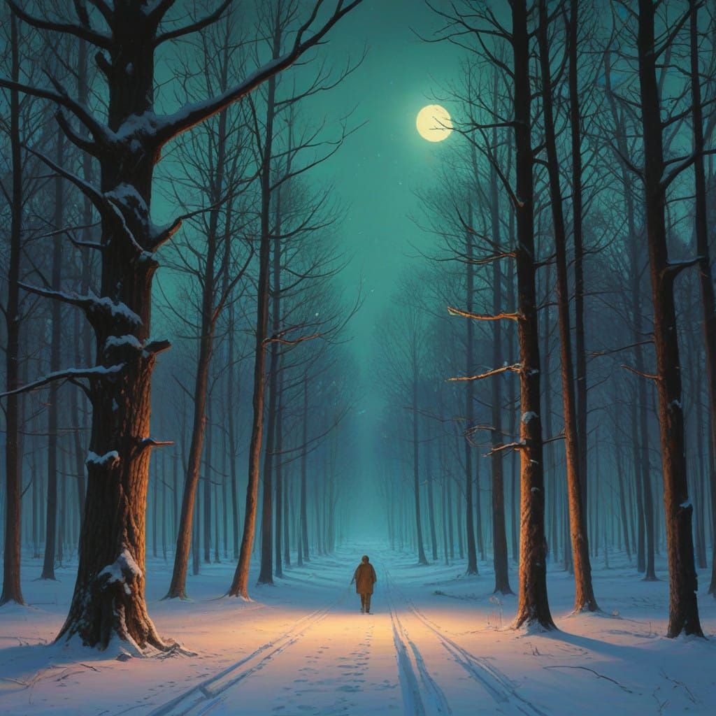 Surreal Winter Wonderland in Vibrant Colors