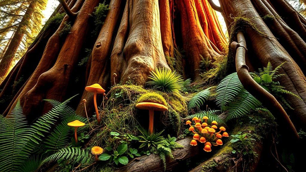 Surreal Sequoia Interior in Photorealistic 8K Panorama