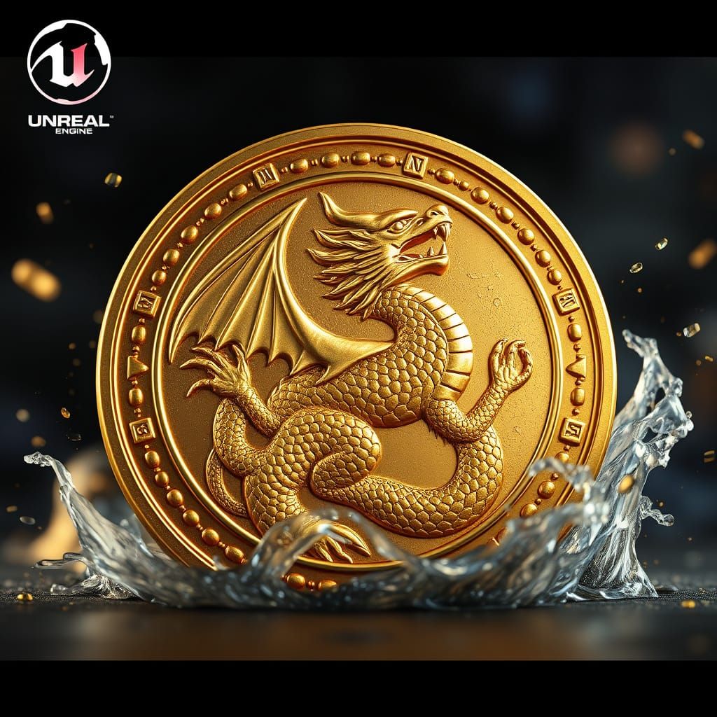 Golden Coin Features Majestic Dragon in Intricate Detail