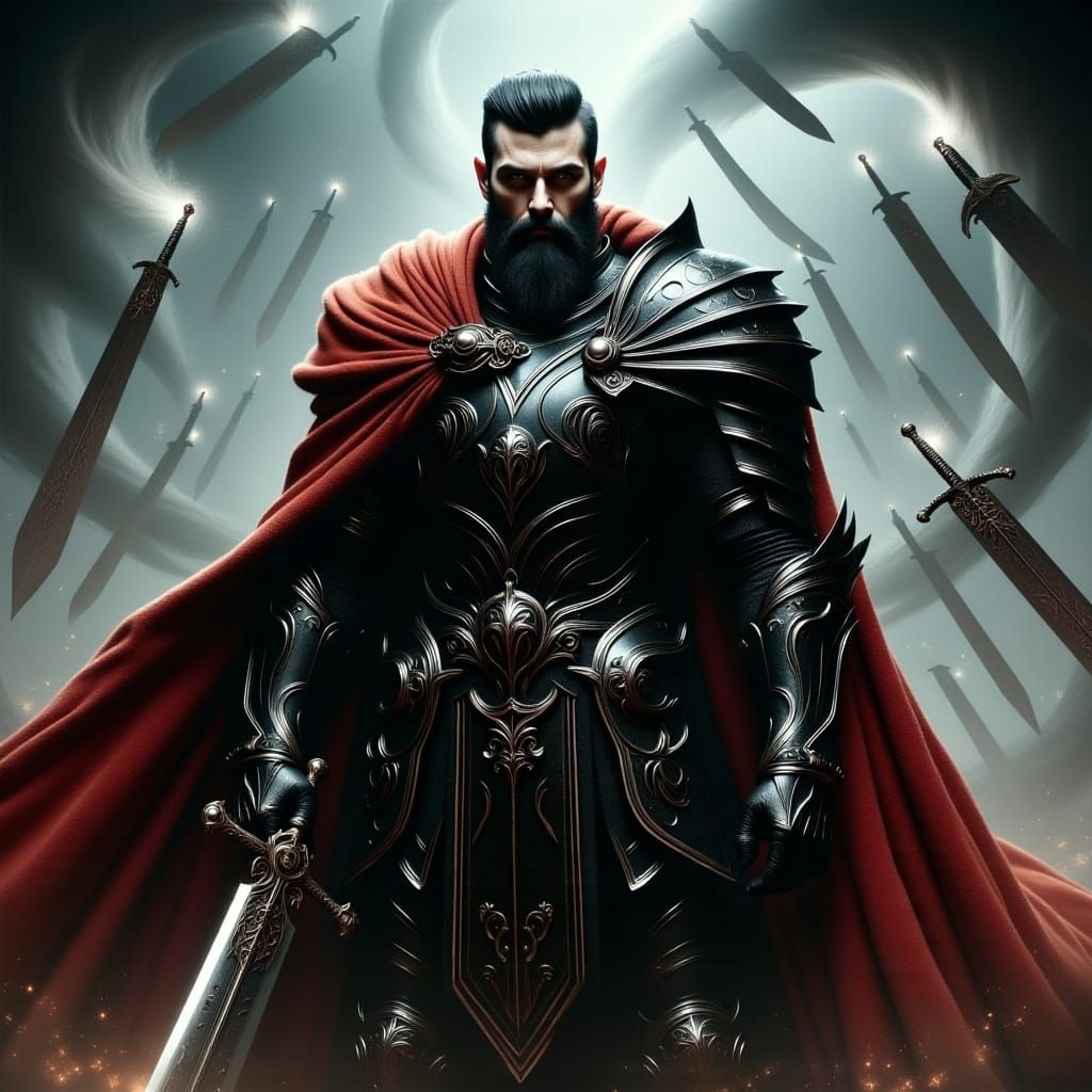 Armored King with Enchanted Swords