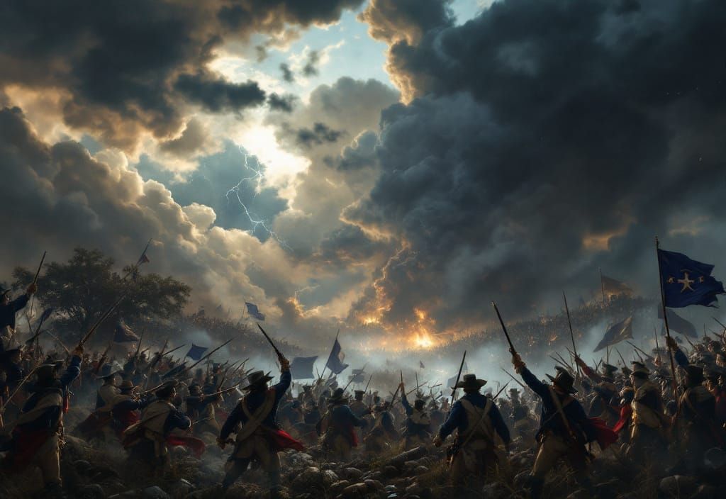 French Revolution Battle Scene in Hyperrealistic Style
