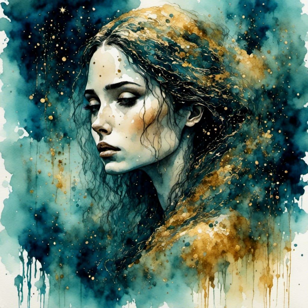 Lonely Princess in Britain: Watercolour and Ink Sketch