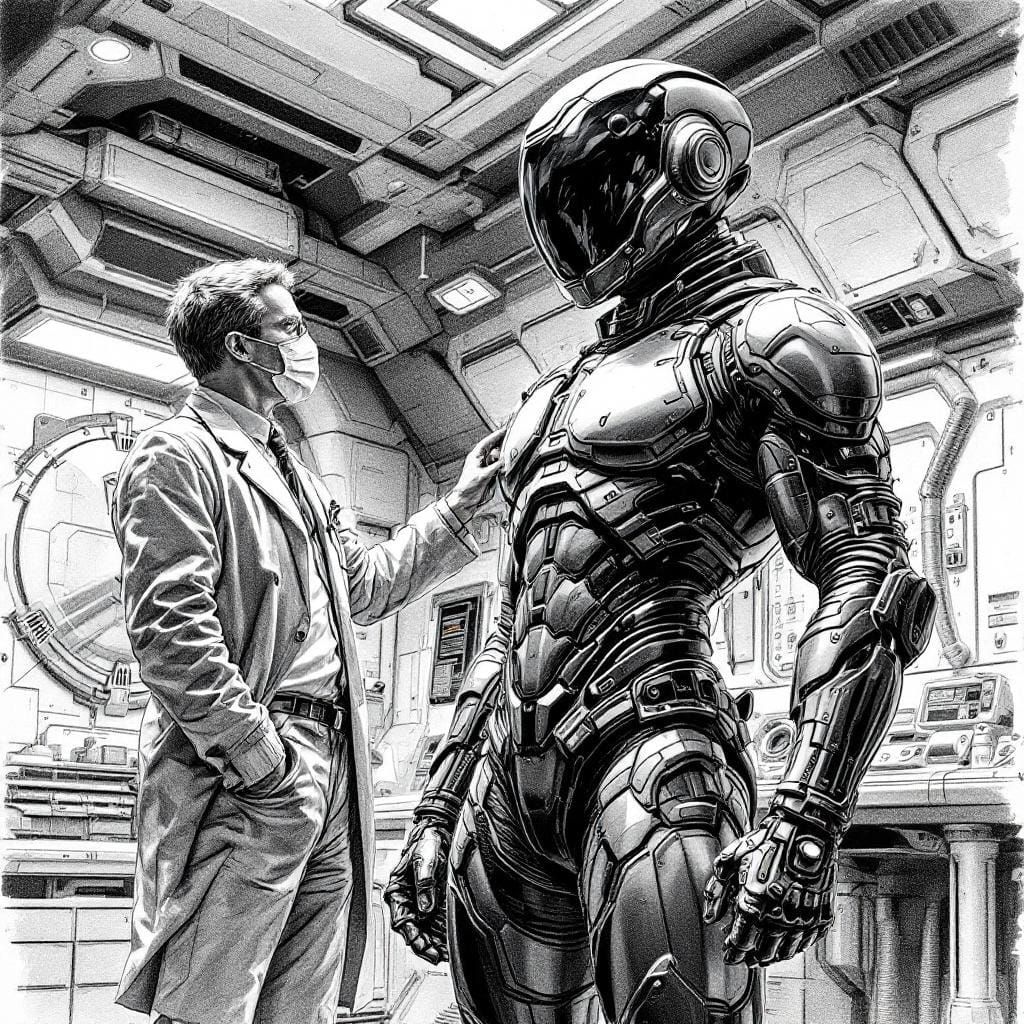 Futuristic Super Soldier Inspection in Graphite Style