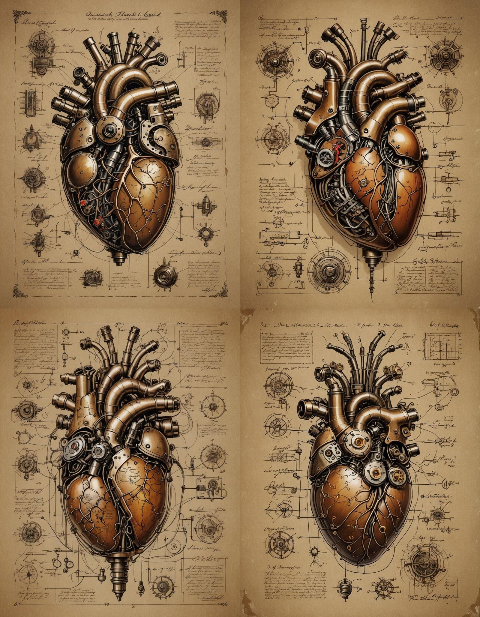 Steampunk Artificial Heart with Electrical Sparks