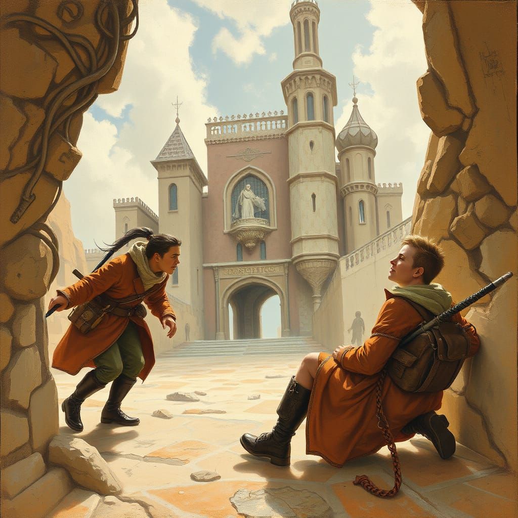 Ethereal Fantasy Scene in Watercolor Style