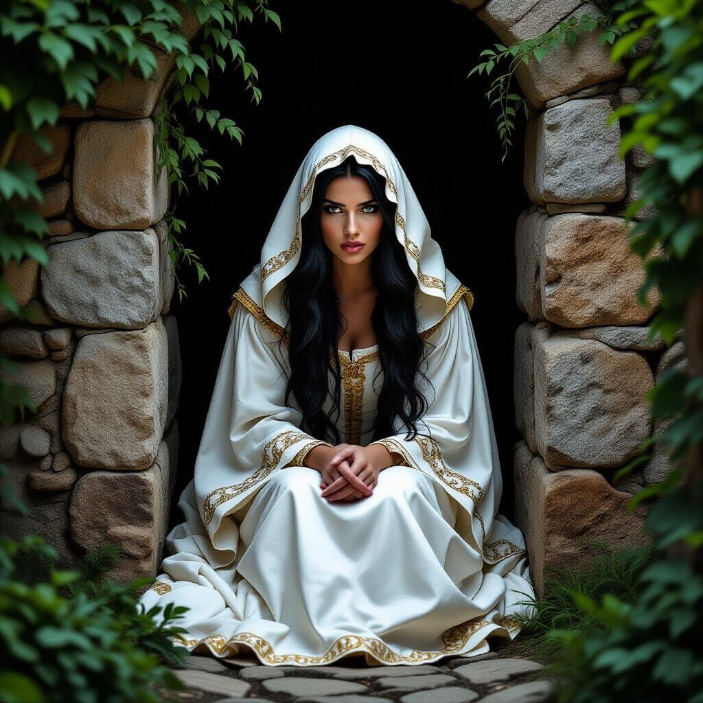 Italian Woman in Renaissance Garden: Digital Matte Painting