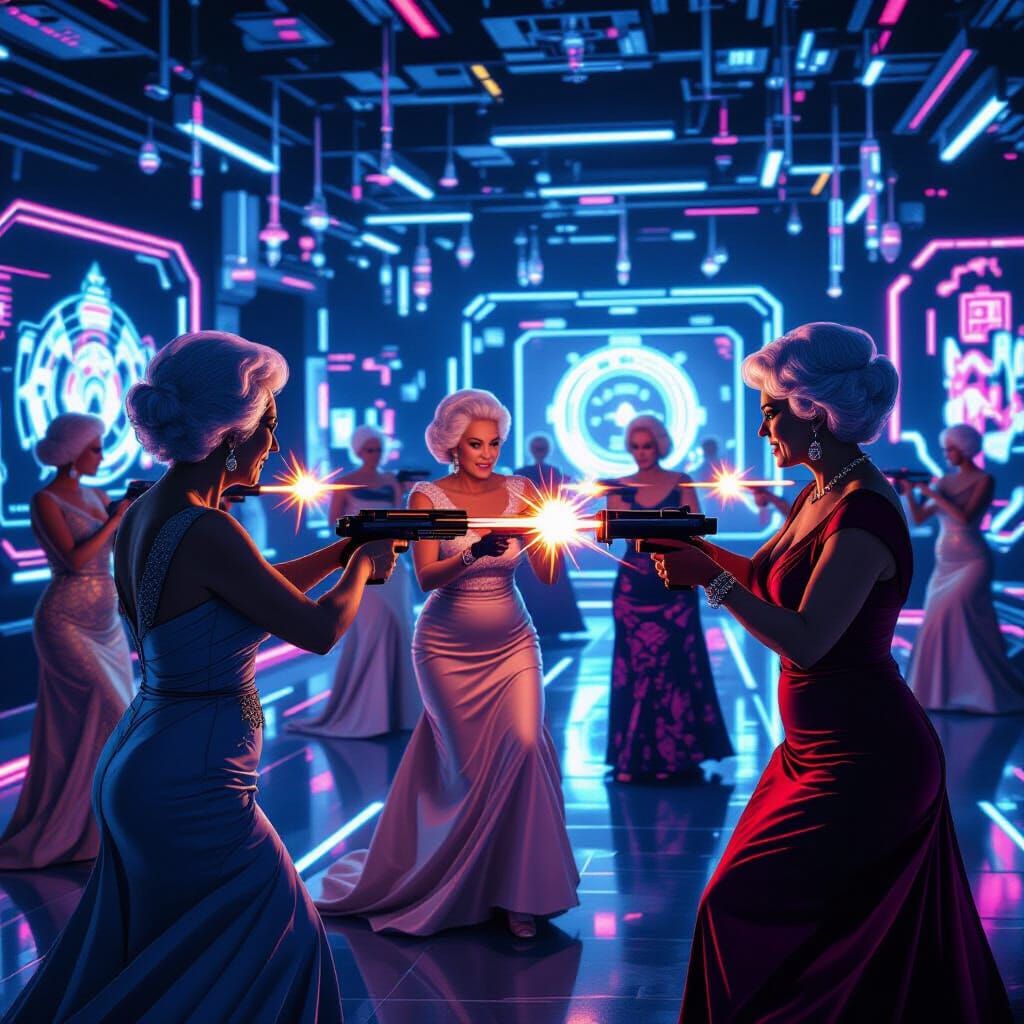 Elderly Women Play Laser Tag in Pixelcore Arena