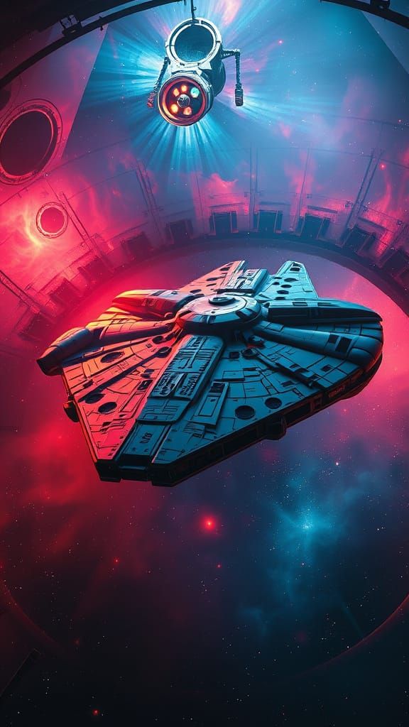 Galactic Spaceship in Nebula Hideout