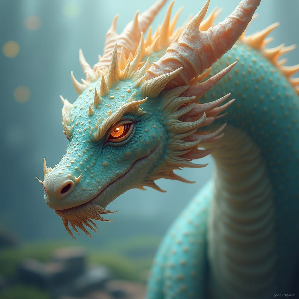 Opalescent Dragon in Dreamy Landscape