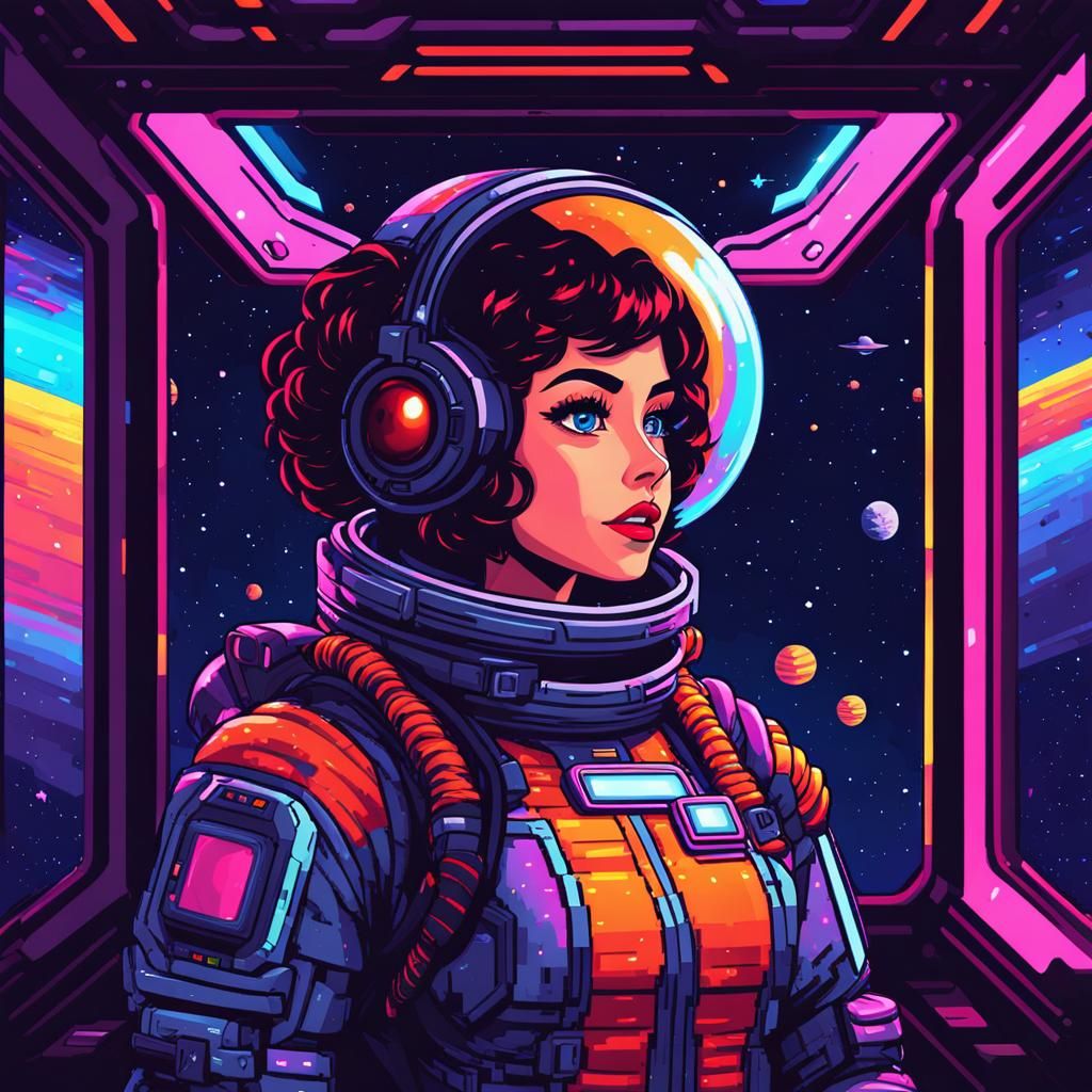 pixel art space girl