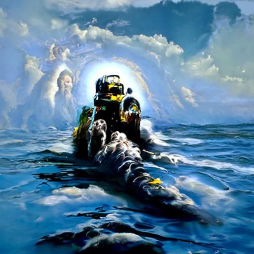 Surreal Underwater Scene in Oil Paint Style