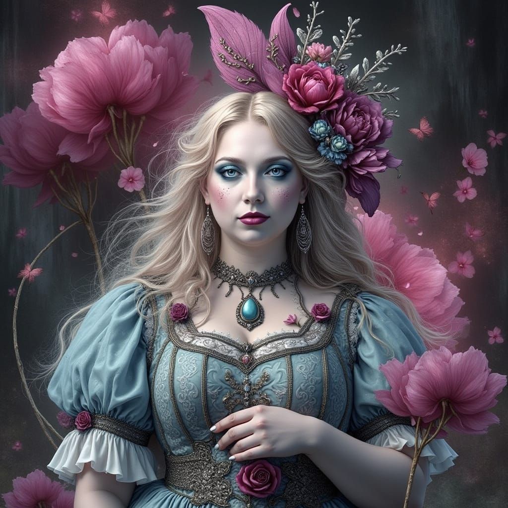 Magical Plus-Sized Alice In Wonderland in Vibrant Psychedeli...